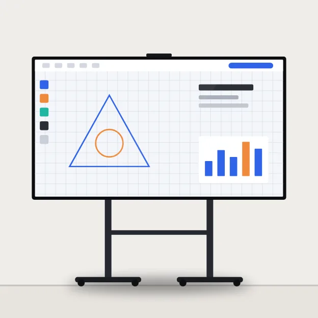 Ilustração: monitor interativo em suporte móvel