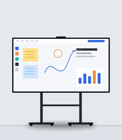 Ilustração: monitor interativo num suporte móvel