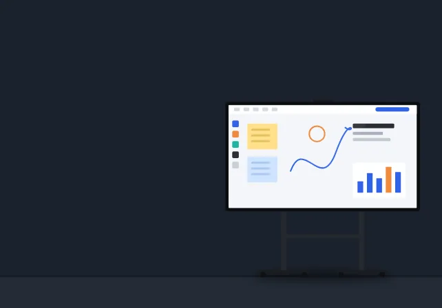 Ilustração: monitor interativo numa sala escura