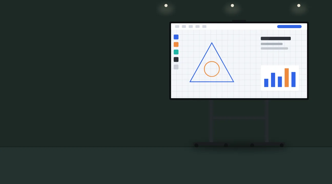 Ilustração: sala de aula com monitor interativo