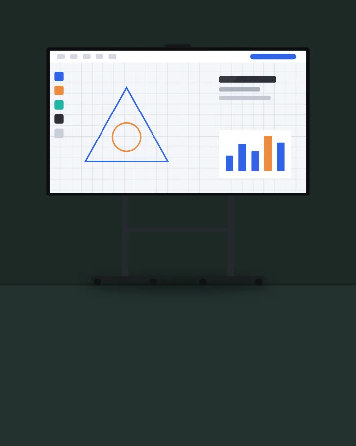 Ilustração: sala de aula com monitor interativo