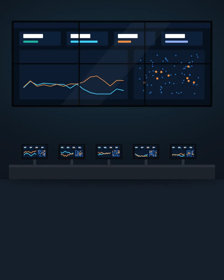 Ilustração: sala de controlo com videowall