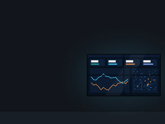 Ilustração: videowall com painéis de dados